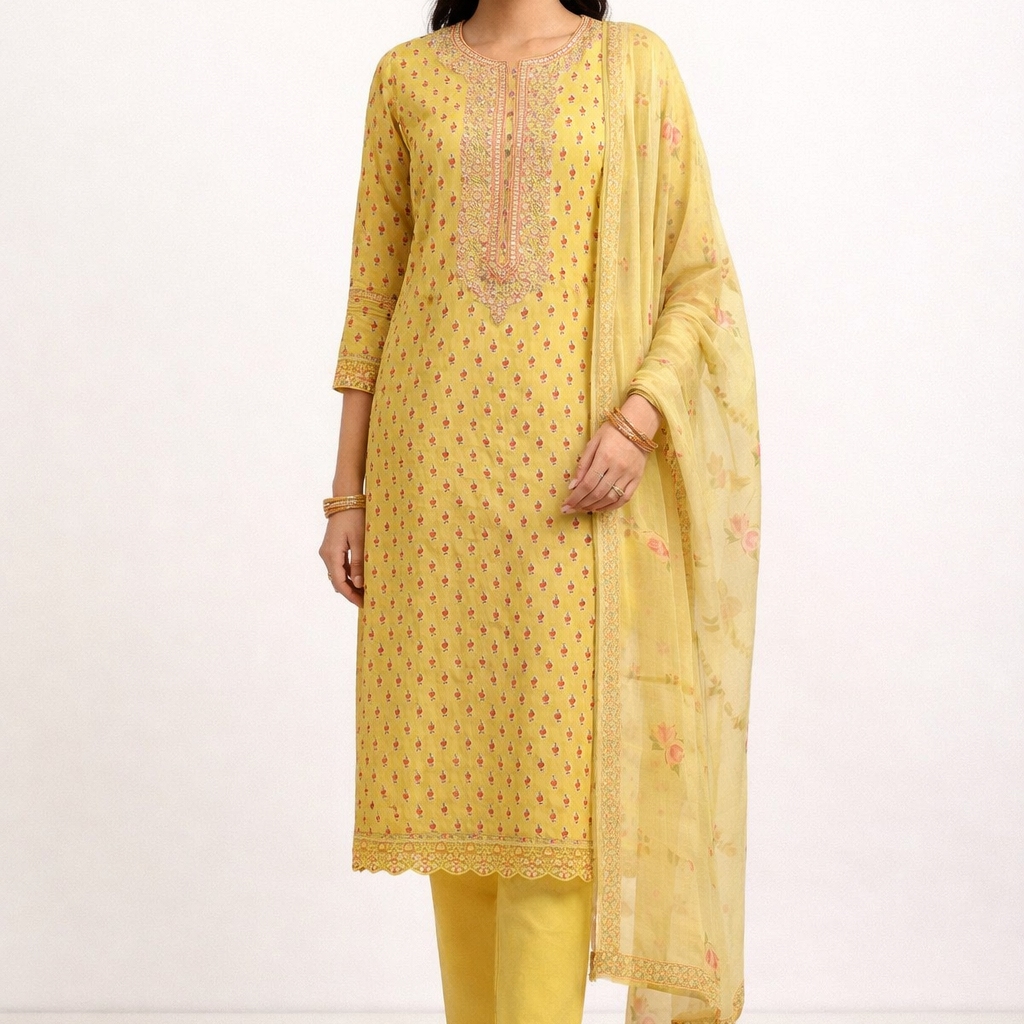 Unstitched Cotton Print Salwar Suit