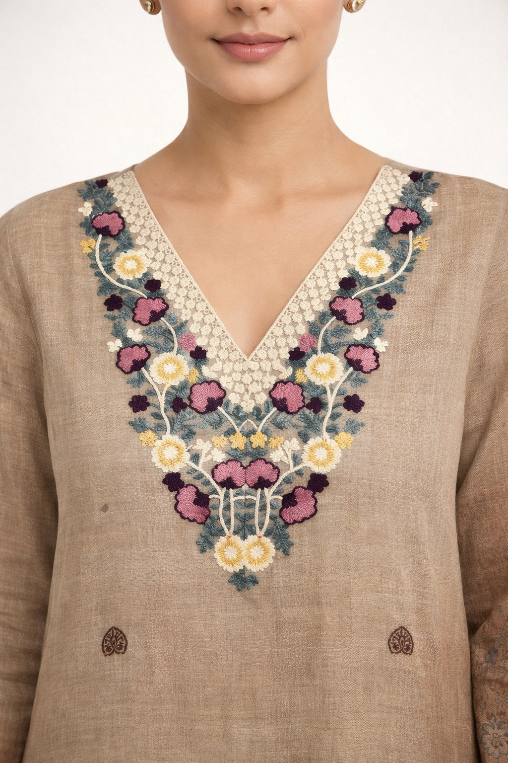 Unstitched Digital Print Linen Salwar Suit