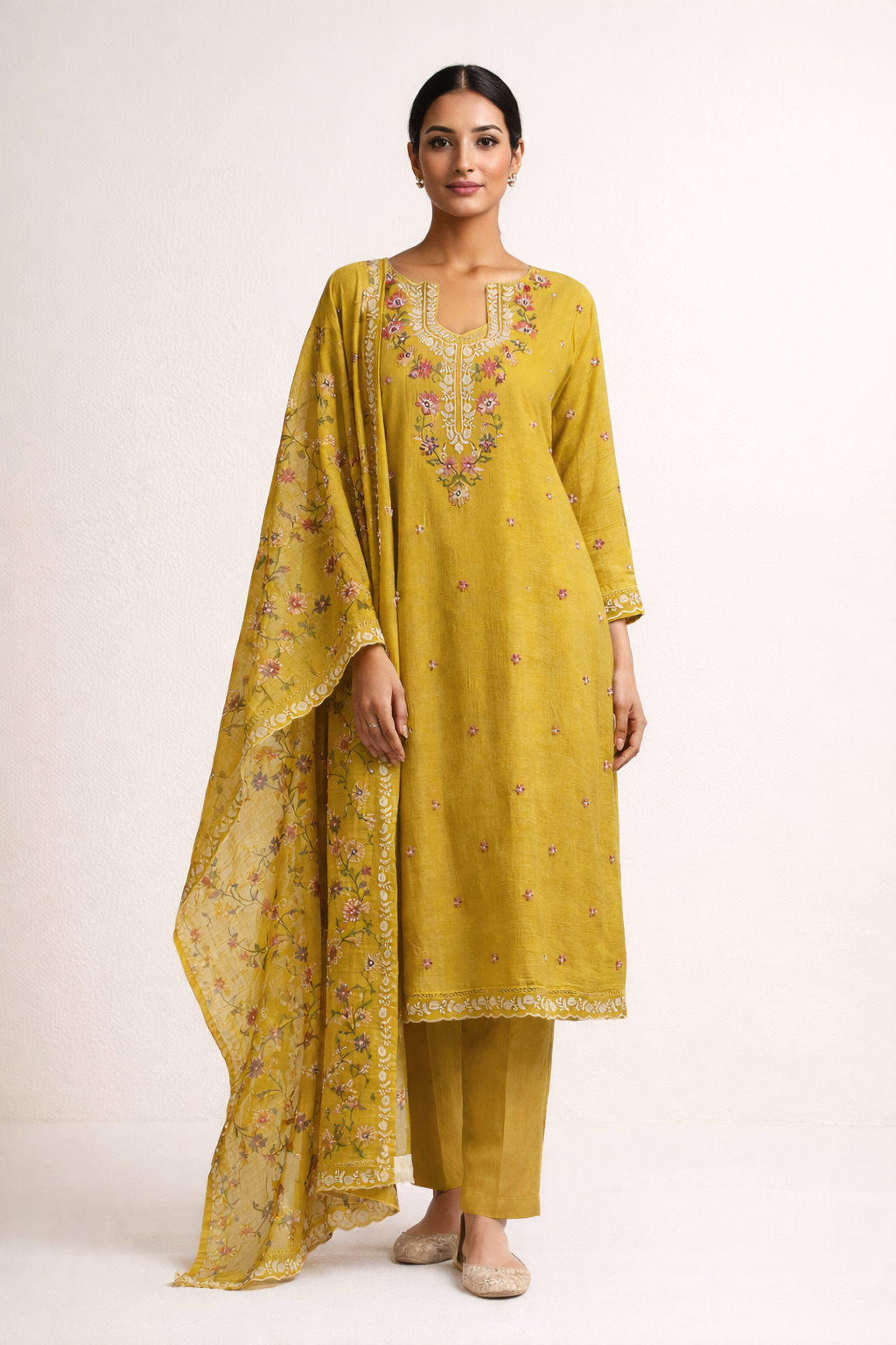 Unstitched Mul Chanderi Salwar Suit