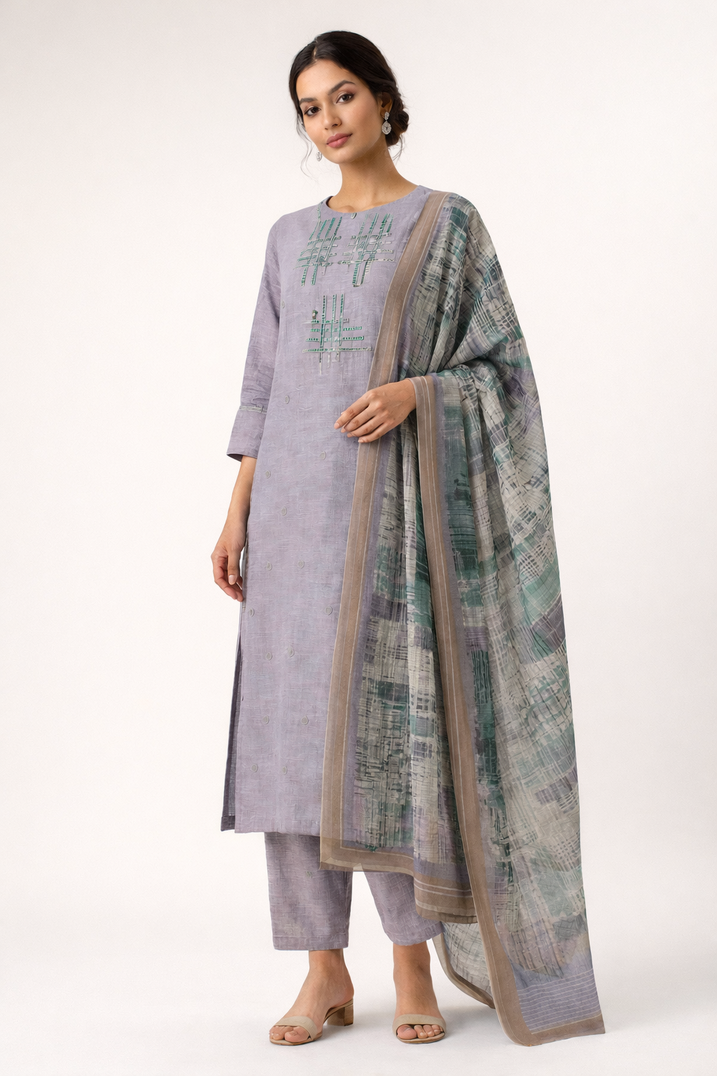 Unstitched Linen Salwar Suit